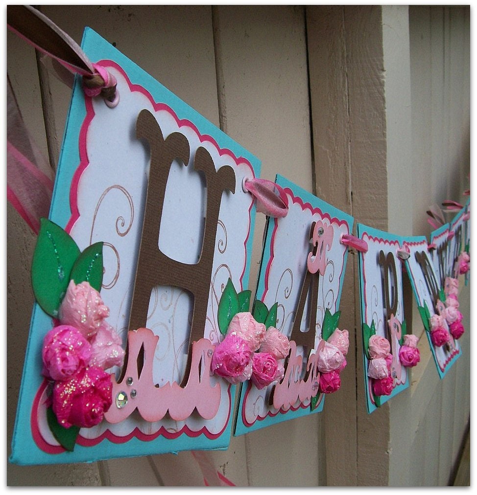 Happy Birthday Banner - Handmade Banner - Custom Made - GO GREEN