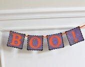 Boo Halloween Paper Banner - Purple and Orange Halloween Party Decoration - Haunted House Decor - One of a Kind