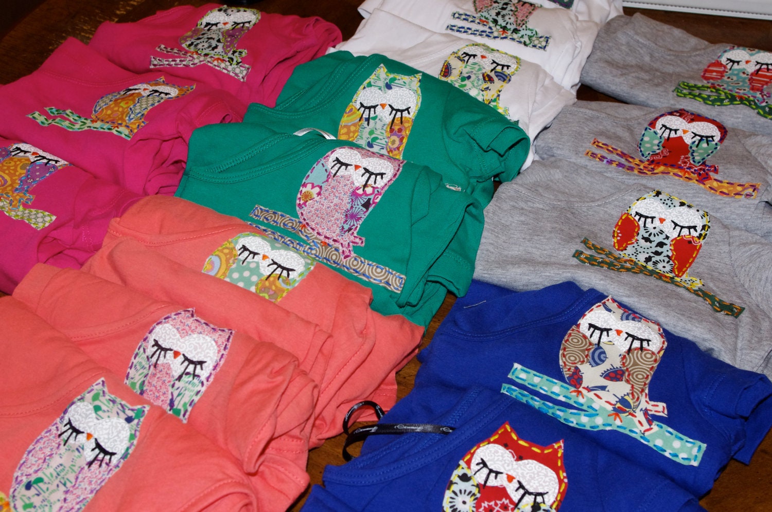 Custom Hand Stitched Owl T-shirt (You choose color & Size)