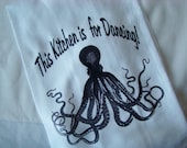 Octopus tea towel - This Kitchen is for Dancing - Flour sack kitchen towel