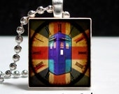 Flag and Tardis - Scrabble Tile Pendant - Ball Chain Included - Buy 2 Get 1 Free