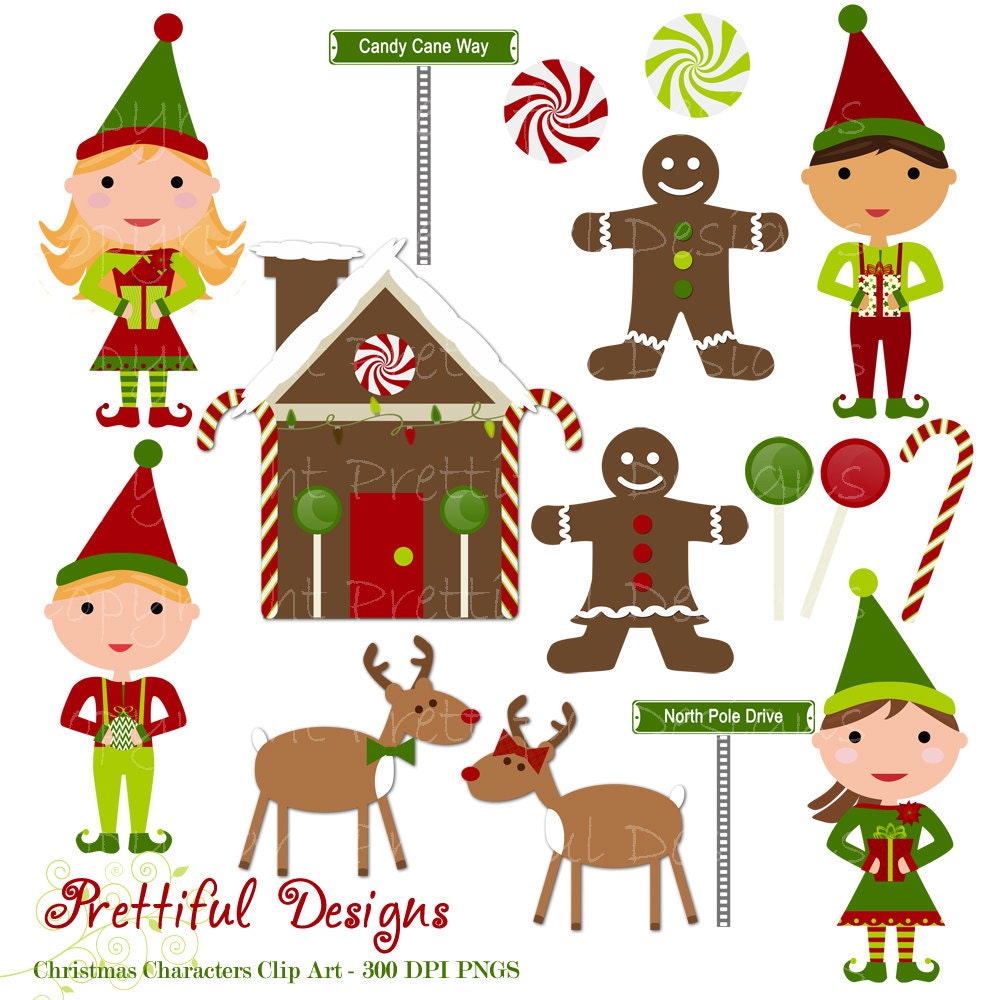 50% Off Sale Christmas Characters Clip Art - Elf, Elves, Gingerbread, Reindeer - Personal or Commercial Use - Mistletoe (486) Il_170x135