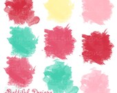 Watercolor Journaling Spot Clip Art Valentine Turquoise Pink Commercial Use XOXO (494) Il_170x135