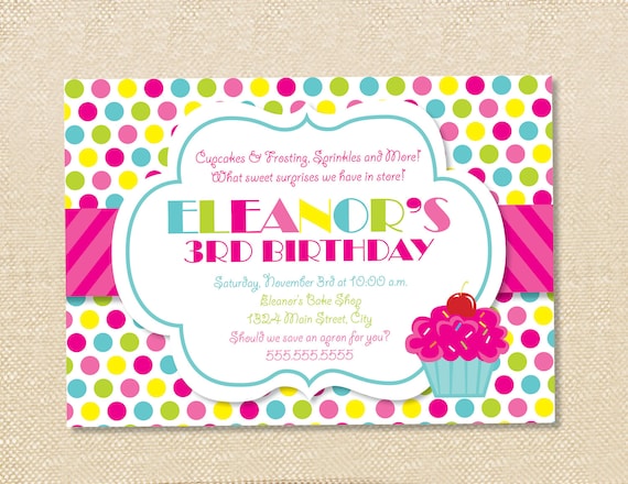 Sweet shop cupcake invitations - set of 15 Il_570xn