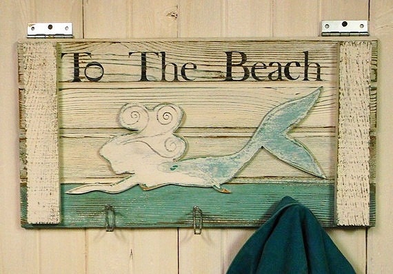 Mermaid Coat Rack To The Beach Siren Hook Rack and Sign