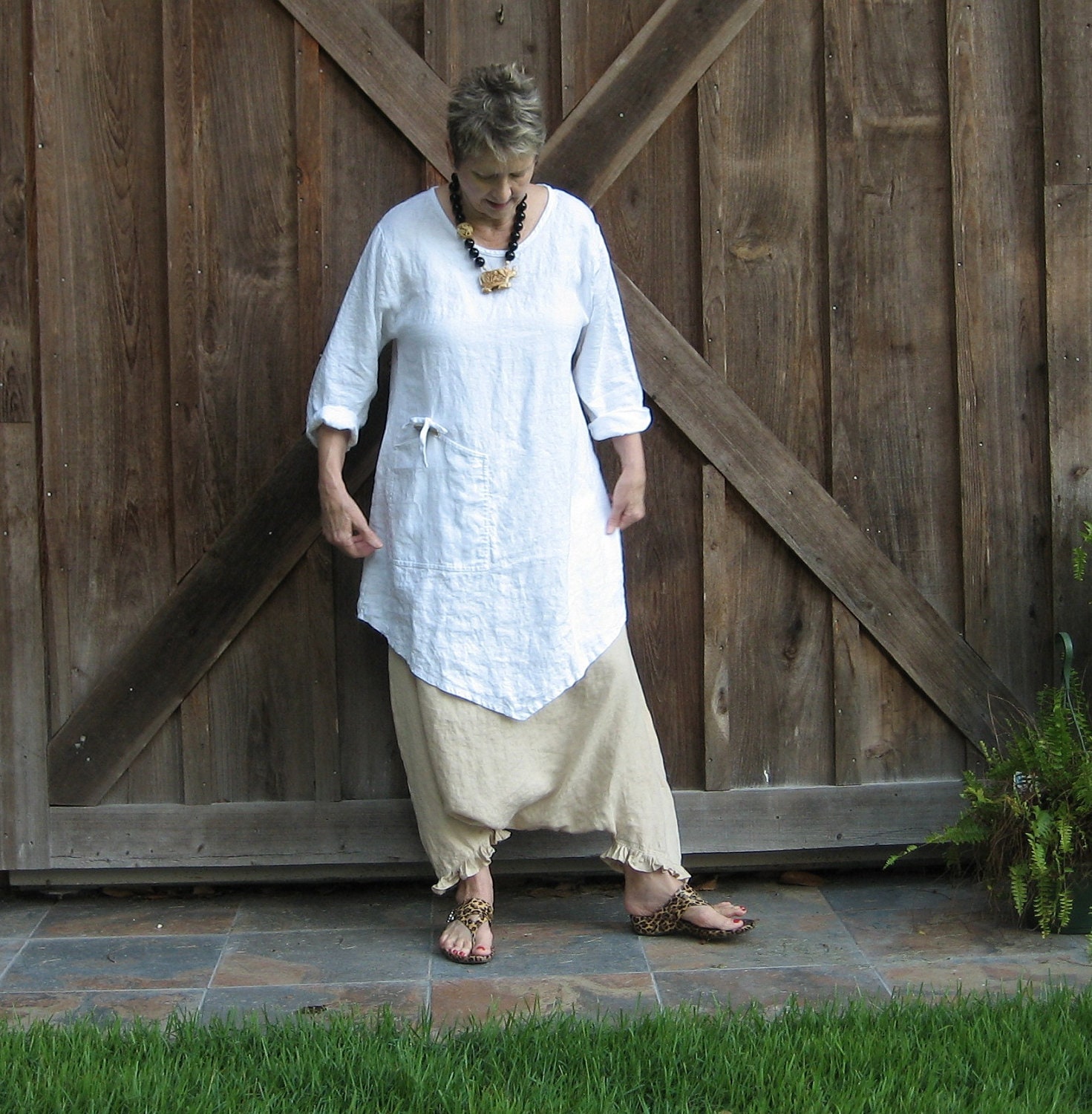 tunic washed linen in white