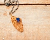 Necklace Pendant -Splinter Series- in Rust Orange and Clear Cobalt Blue