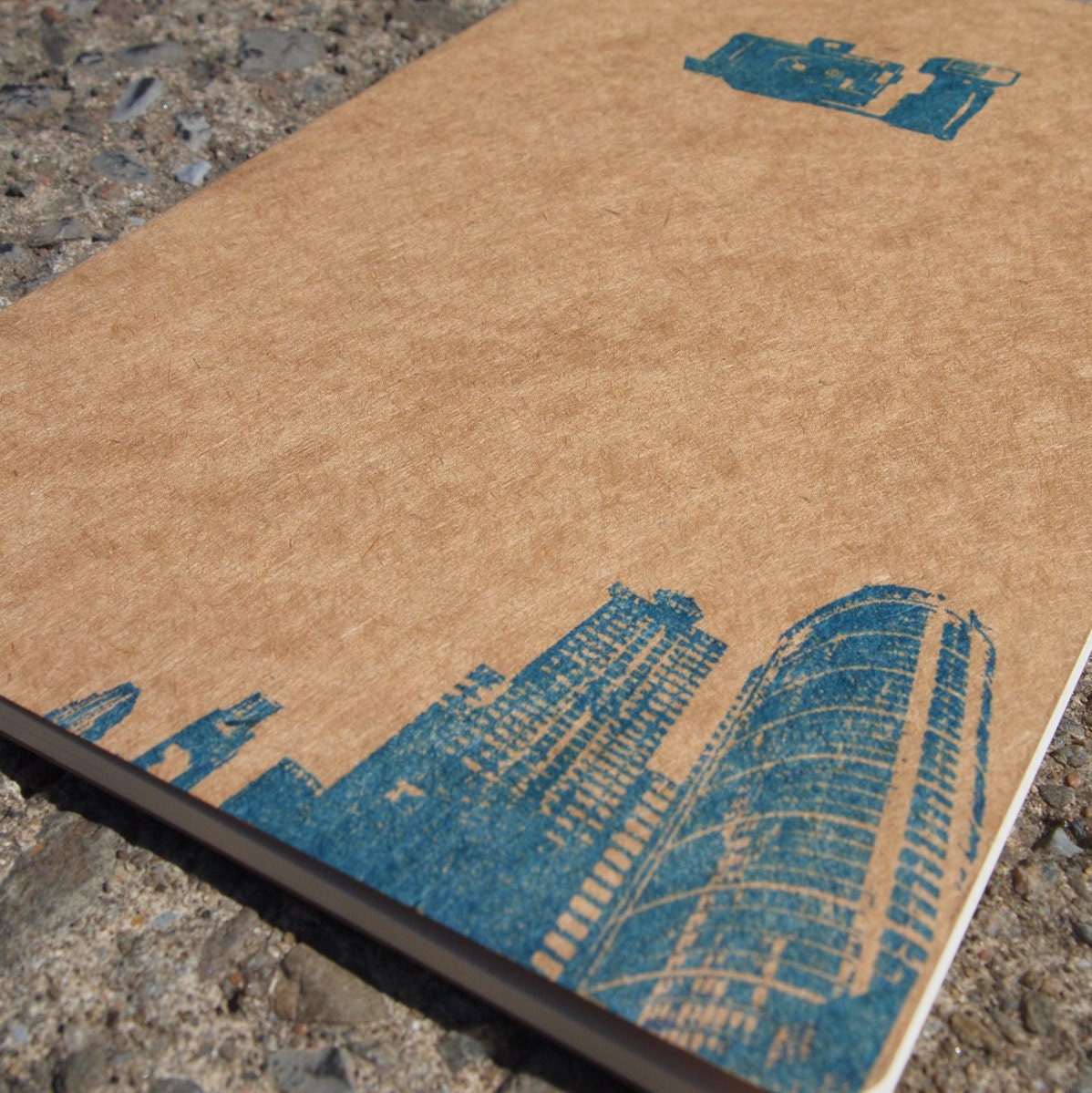 Retro Polaroid City Dreaming large cahier moleskine, camera cityscape travel sketch journal