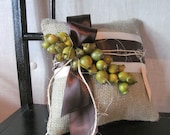 Ring Pillow made with Burlap, Ivory, Chocolate/Dark Brown, Olive Green and Twine  YOU CHOOSE COLORS