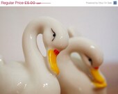 ON SALE Pair Vintage Swan Figurines