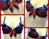 Comic Hero - " Spiderman " inspired sparkly bra with bows