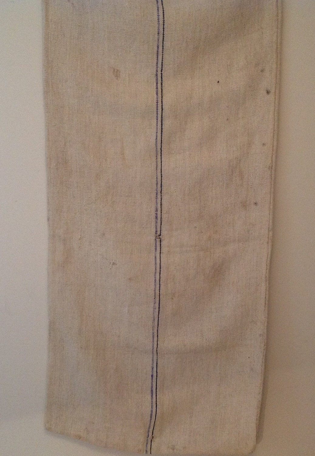 Feed, Grain Sack , Hemp Linen, Double Stripe, Navy and Royal