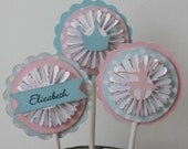 Ballerina birthday cupcake toppers - Set of 12, Custom colors