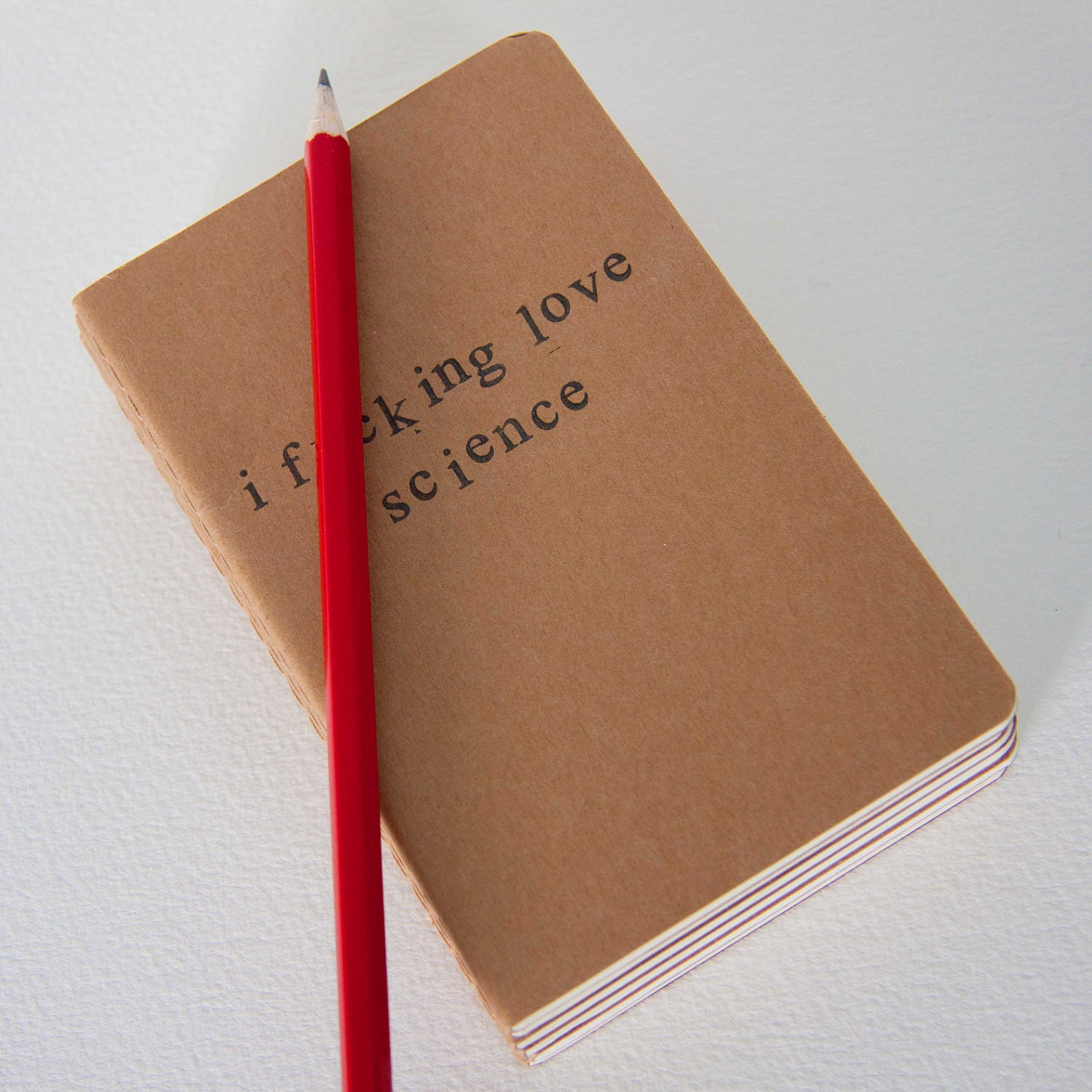 I love science - hand stamped moleskine notebook pocket size