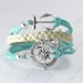 Antique Silver,Infinity Bracelet,anchor bracelet,rudder bracelet,compass bracelet,multistrand leather bracelet with charms
