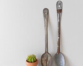 large antique rustic farmhouse hanging spoons // set of 2