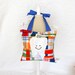 Boys Tooth Fairy Pillow in Navy Blue and Tangerine Orange Nautical Madras Print