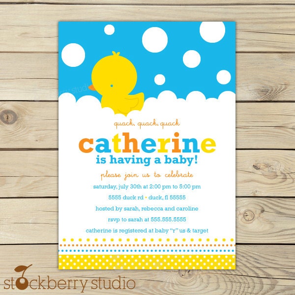 Rubber Ducky Baby Shower Custom Printable Invitation Il_570xn