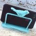 Aqua Bird Business Card Holder - Sea Bliss Bleu - Distressed Metal Decor - Bright Shabby Chic - Robins Egg Blue - Soft-Summer Trends