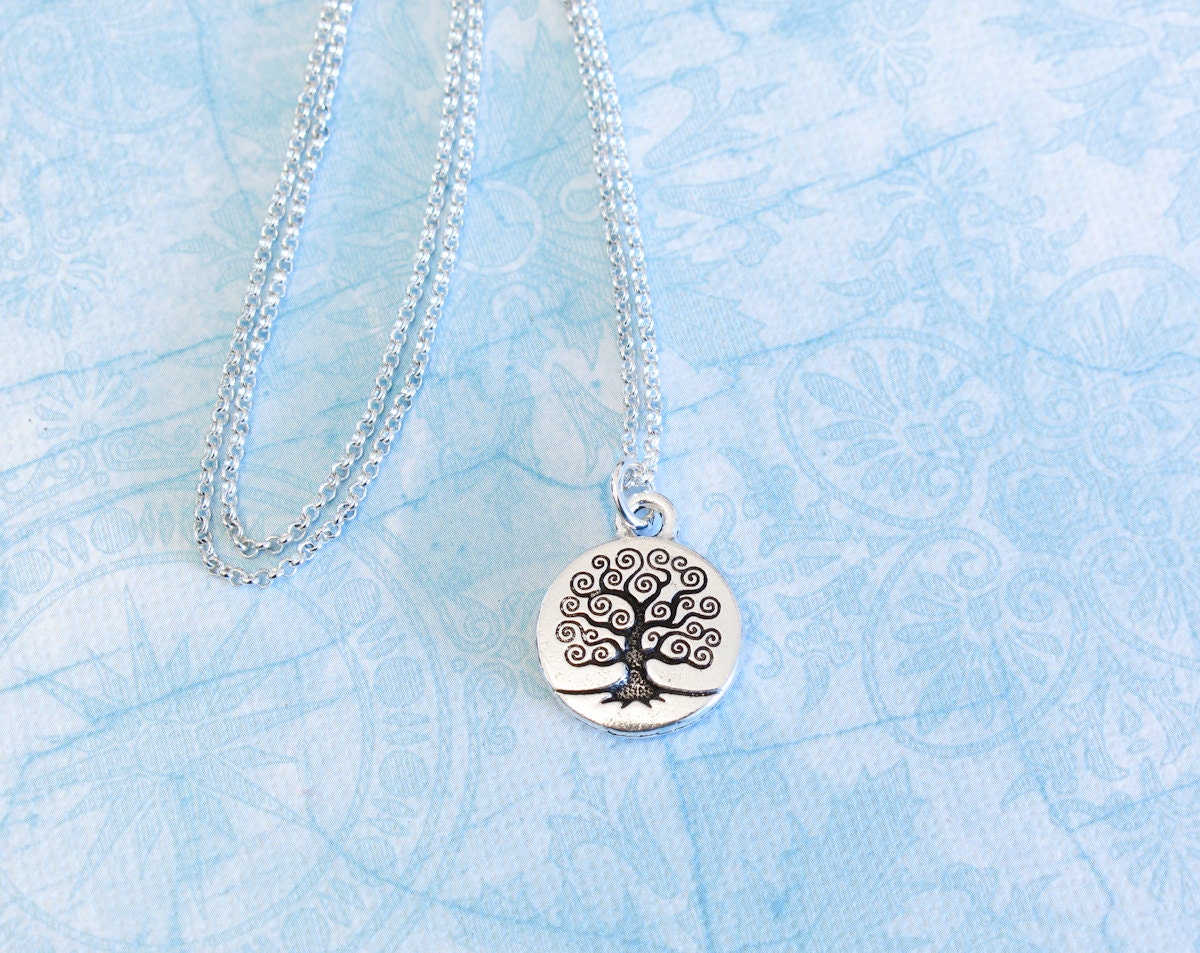 Tree of Life Charm Necklace - Antique Silver Tree of Life Necklace - Made in USA Charm