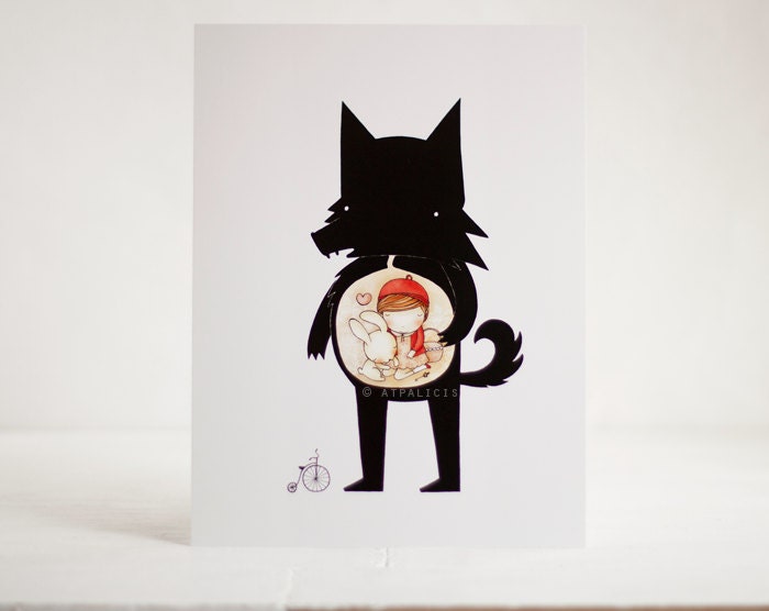 Red riding hood - 6x8 cute fairy tale print