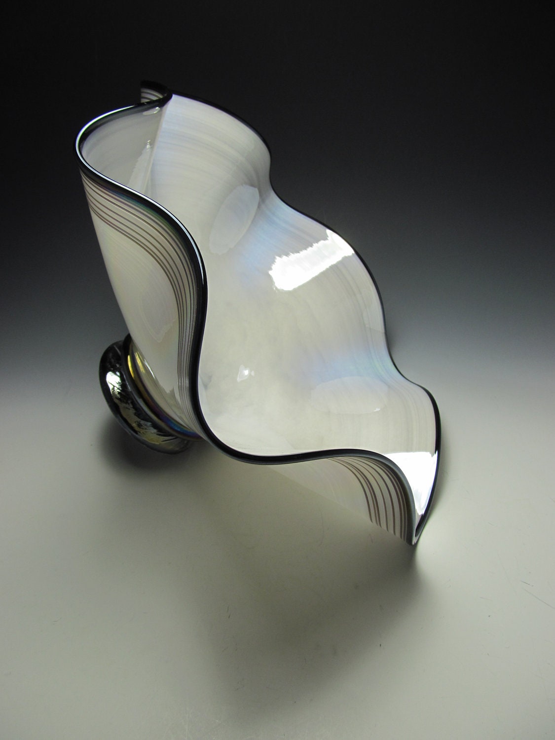 White and Black Blown Glass Bowl - Blown Glass Bowl - Art Glass - Glass Bowl - White and Black - Glass - KennethMarineGlass