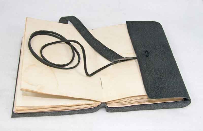 Black Vegan Faux Leather Journal with Tea Stained Pages