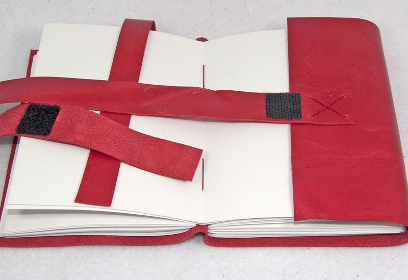 Red Leather Journal with Bookmark