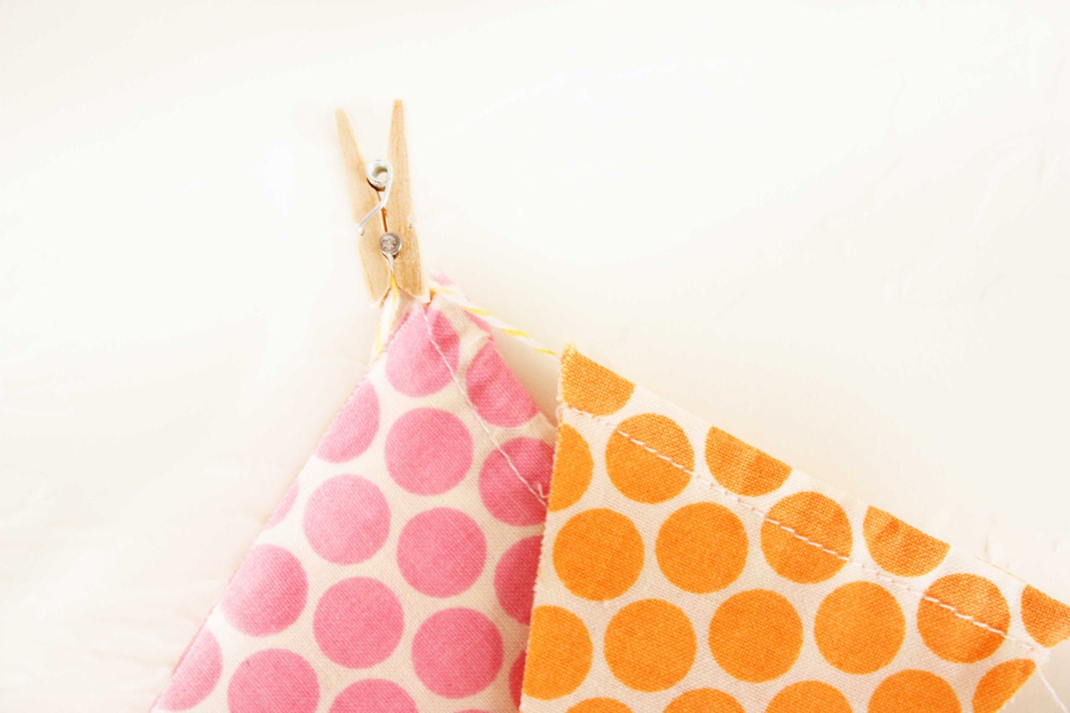 Bunting Banner, Pink, Orange and Yellow Mini Bunting Bannner, Polka Dots