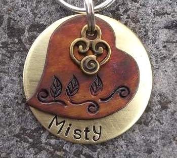 Custom Dog Tag (Honey Suckle) Layered Heart Pet ID Tag/Tags