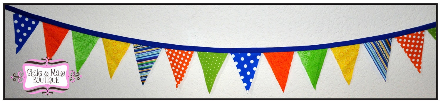 Bunting/Banner - Pennant - Party Decor - Photography Prop - Blue Orange Green Yellow