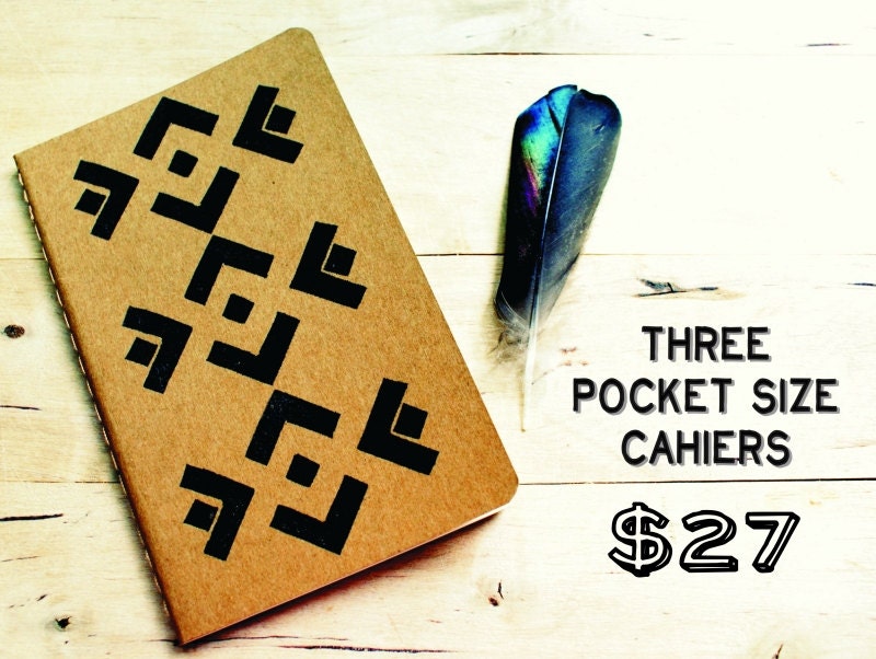 Three Pocket Size Moleskine Journals Notebooks - You Pick - Geometric Rustic Southwestern Stocking Stuffer