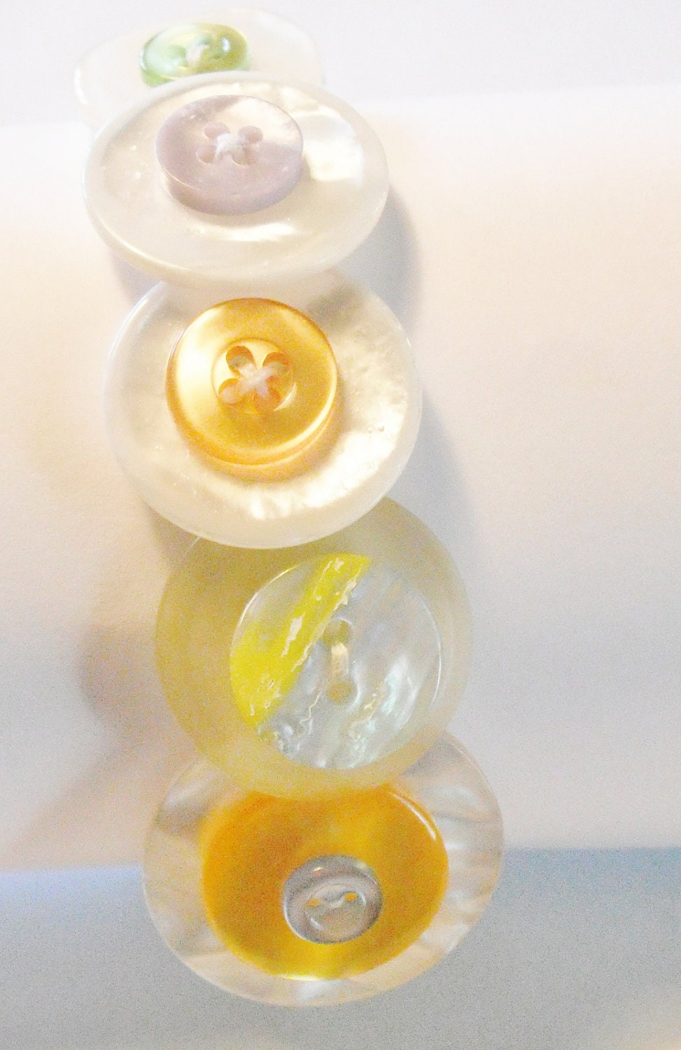 Yellow and White Button Bracelet