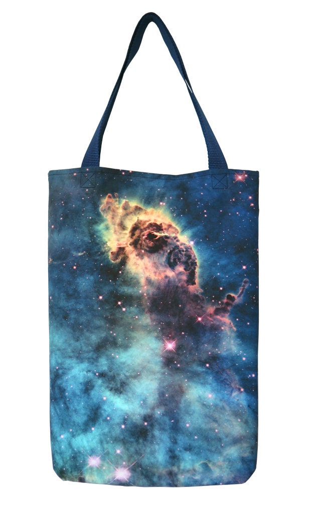 COTTON TOTE BAG Jet in Carina Nebula Astronomy Photograph Navy Blue