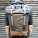 Waxed canvas rucksack/backpack with roll up top and double waxed bottom UNISEX