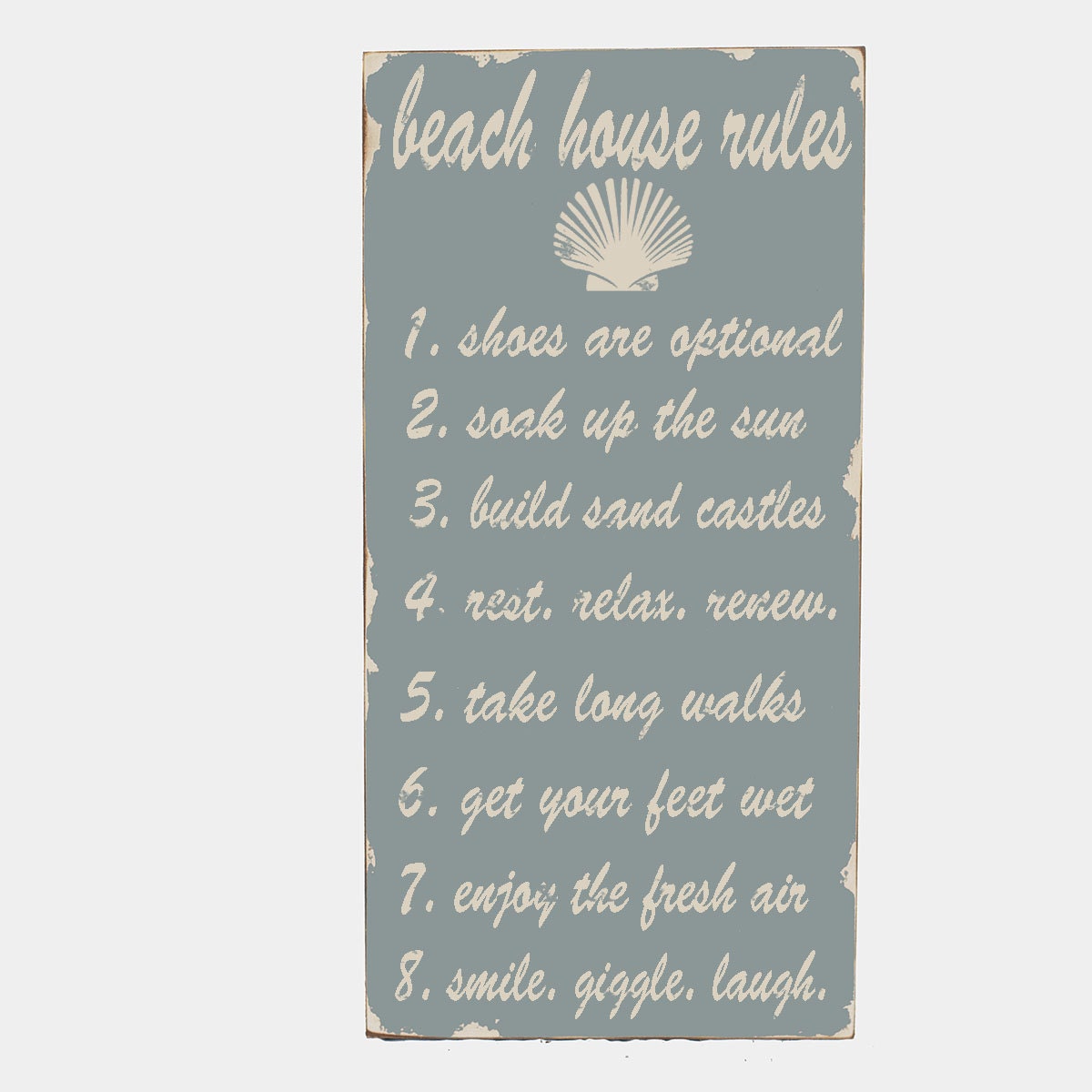 Beach House Rules Wooden Sign Typography Word Art -  Extra Distressed All Paint - Your Choice of Colors