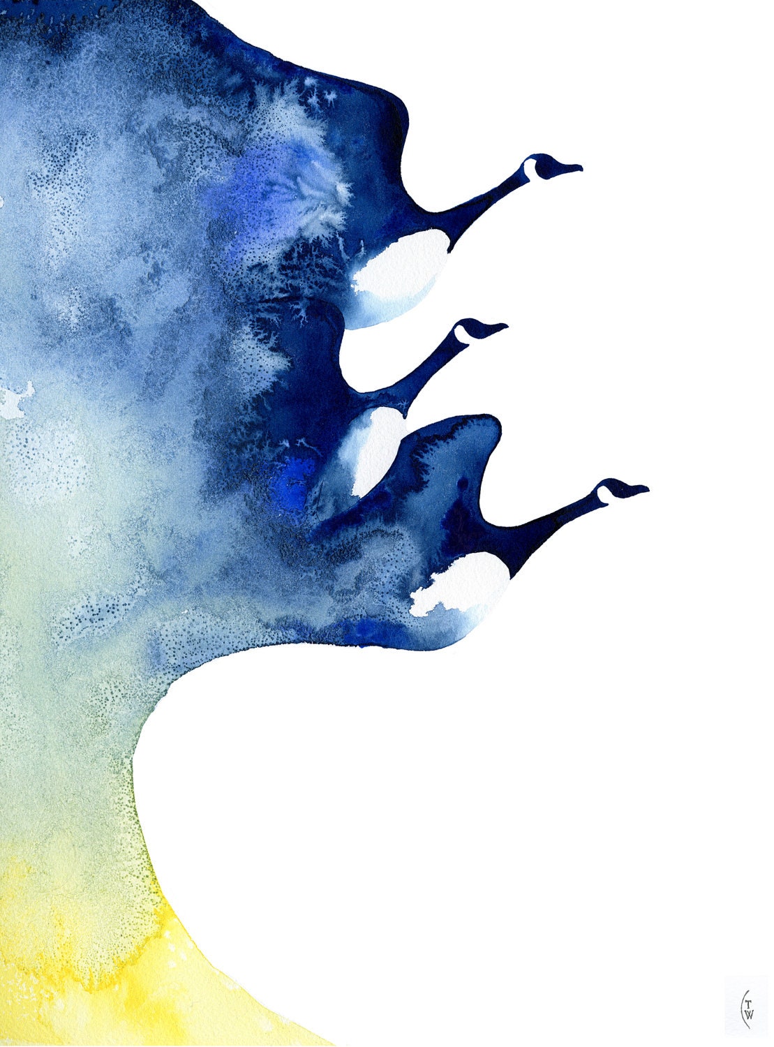 Spring Geese Limited Edition bird art print - expressive watercolor