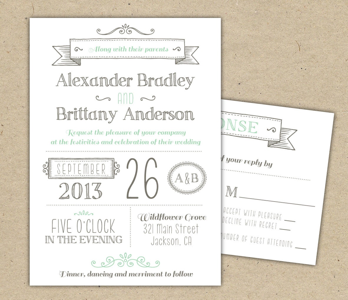 Wedding Invitation (1041) SAMPLE. Modern invitation template.