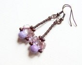 lavandulas earrings - romantic, wire wrapped rustic copper earrings in purple - KicaBijoux