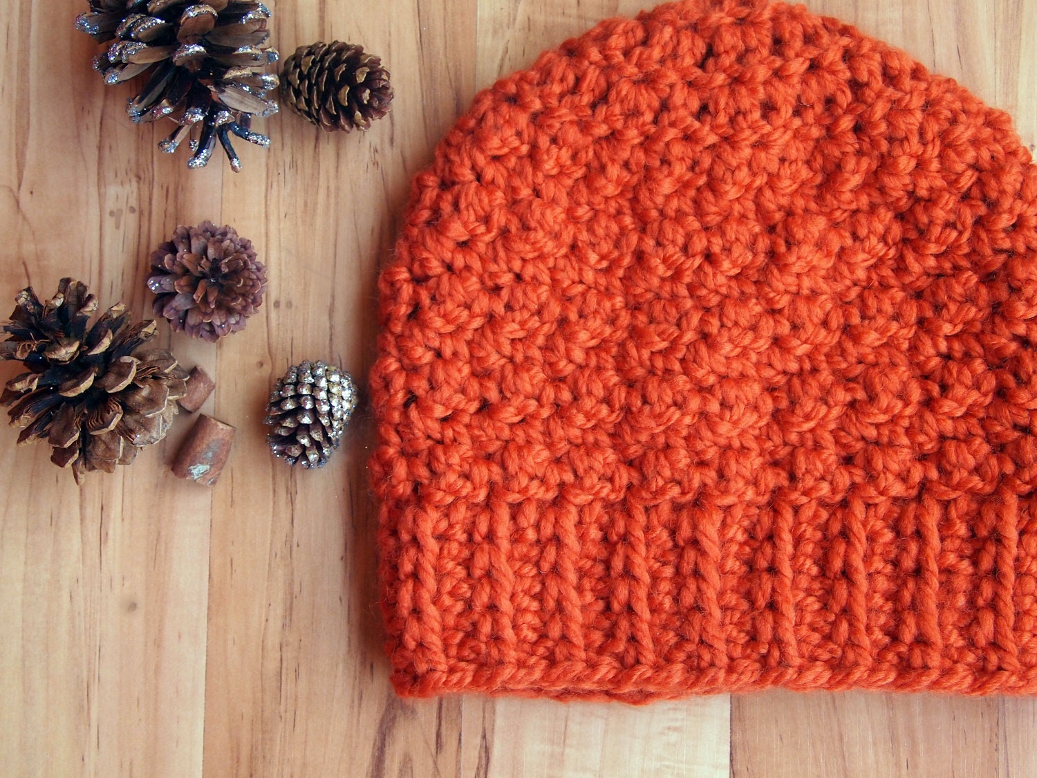 The Cassidy Beanie (Pumpkin) /slouchy textured hat