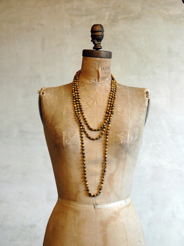 Vintage Natural Bead Necklace / Long Bead Strand - 86Vintage86
