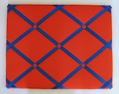 Fabric Covered Orange and Blue French Memo Board 16 X 20