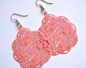 Melon Pink Filigree Bohemian Drops . Earrings . Mila Collection