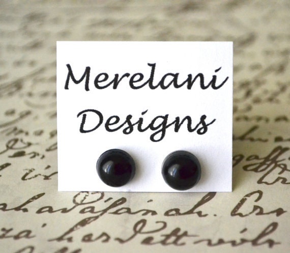 Black Pearl Cabochons . Earrings . Pearl Stud Collection