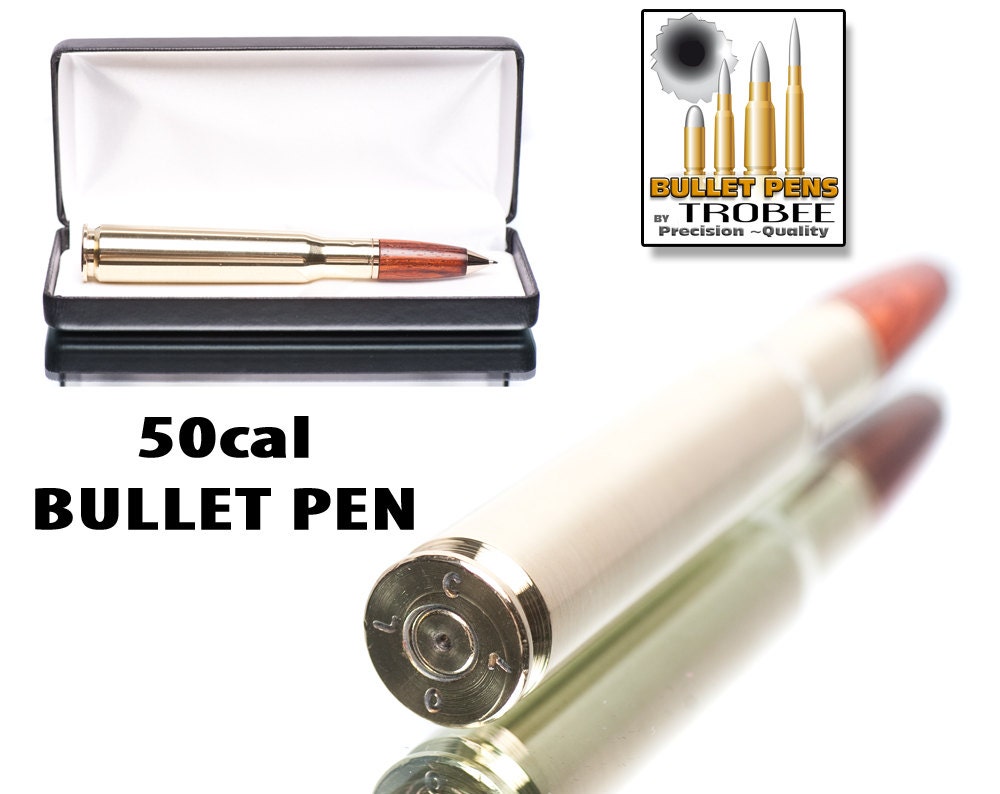 Cocobolo Wood Bullet Pen - 50 caliber machine gun