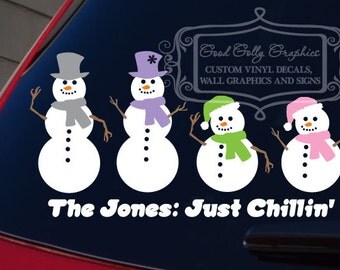 Snowman family  vinyl vehicle decal