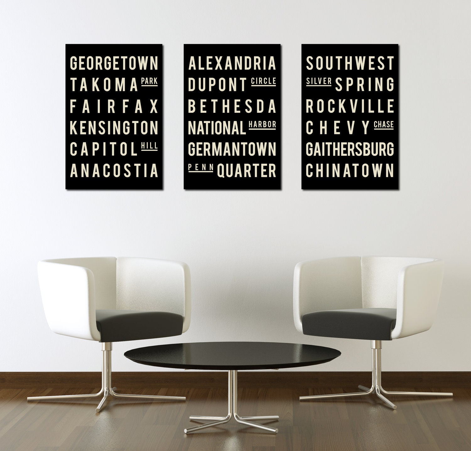 Washington D.C. - Subway Sign Poster - Typography Art Print - Modern - Home Decor - City Map - Gift - Set of 3 - 12x18