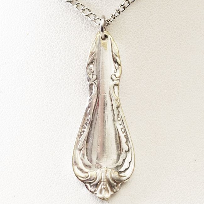 Petite Vintage Art Nouveau Floral Victorian Silver Plated Spoon Pendant (S-47)