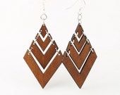 Upside down pyramid Laser Cut Wood Earrings - Cut from Sustainable Reforested Wood