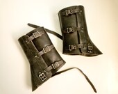 Black Leather Army Spats Gaiters Steampunk Motorcycle 60s